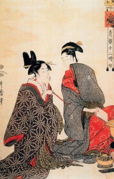 bijin - Der faule Knochen Kitagawa Utamaro Ukiyo e Bijin ga